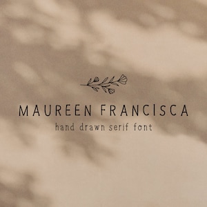 Hand gezeichnet Serif Schriftart, Maureen Francisca Schriftart, Serif verdichtet Stil Schrift, dünne Schriftart für Logo-Design und Branding, Instant Download