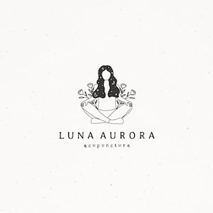 Premade Logo Design Yoga, Minimalistisch Merk Pakket, Vrouwelijk logo, Handgetekend bloemontwerp, Logo voor yoga studio, blogger, acupunctuur