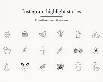 Easter Instagram Story Highlight Icons Spring Covers Hand drawn Social Media Illustrations Passover Instant Download Organic Clipart