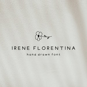 Hand Drawn Font, Irene Florentina Font, Sans Serif Doodle Style Typeface,  Bohemian Font for Logo Design and Branding , Instant Download