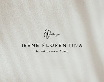 Hand Drawn Font, Irene Florentina Font, Sans Serif Doodle Style Typeface,  Bohemian Font for Logo Design and Branding , Instant Download