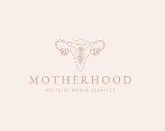 Motherhood Logo Design, Uterus Illustration, Holistic Doula Services, Birthing Service, Floral Female, Feminine Flowers, Maternity Midwifery