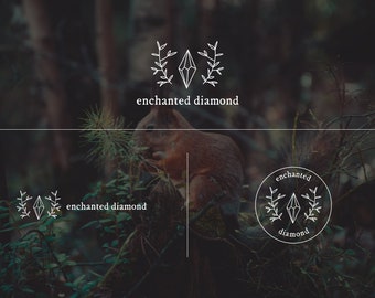 Premade Jewelry Logo Design Blog Diamond Gem Geometric Photography Photo Watermark Small Business Florist Natural Botanical Jewellery