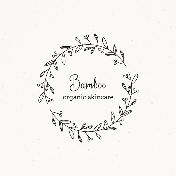 Logo Premade Design pour savon Bougie Fresh Botanical Design Products Natural Beauty Product Branding Spa Organic Floral Wreath