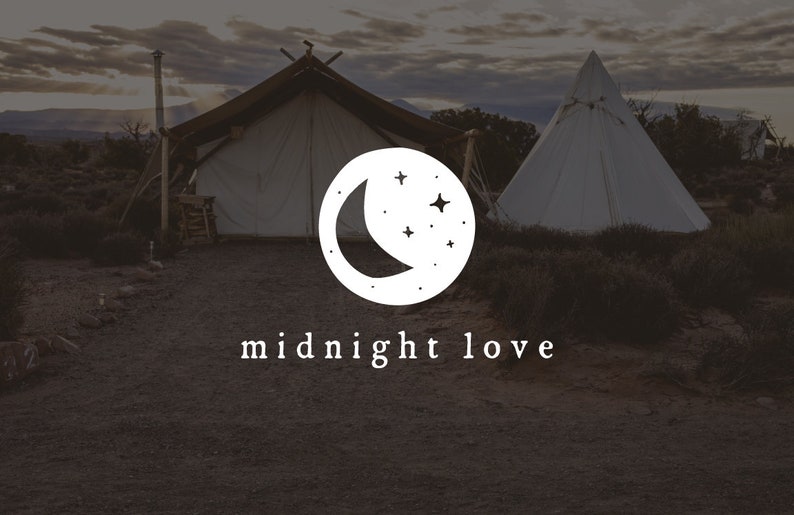 May include: A white logo with a crescent moon and stars inside a circle. The text "midnight love" is below the logo.