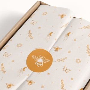 Digital Tissue Paper Design, Carta di tessuto di marca, PDF carta di confezionamento del prodotto, Cancelleria di branding, Design di imballaggio, Modello a farfalla di ape