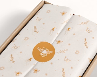 Digital Tissue Paper Design, Branded Tissue Paper, Product Wrapping Paper PDF, Branding Stationery, Packaging Design, Bee Butterfly Pattern