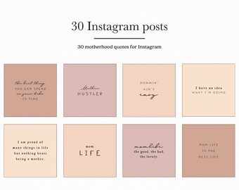 Motherhood Instagram Post Templates, Pink Mom Mother Posts for Insta Template Bundle, Feminine Mama IG Presets Type Mum Quotes Social Media