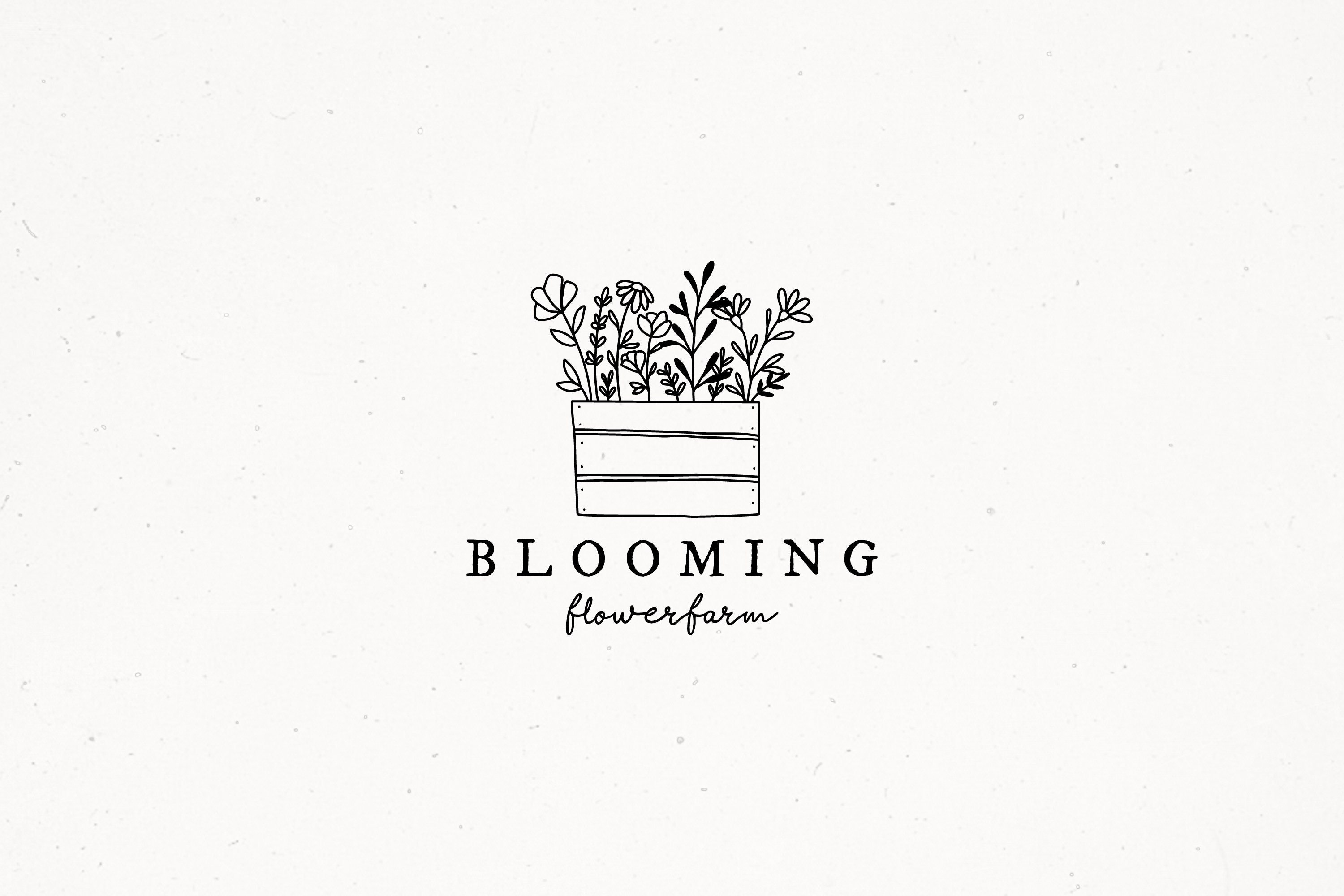 Flower Farm Logo Design,  Floral Premade Logo, Flower Logo, Blooming Logo Design, Watermark Stamp, Hand Drawn Flowers, Boho Logo