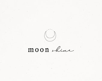 Premade Logo Design Moon Feminine Yoga Minimalist Circle Brand Package Whimsical Round Custom Logo Design Moon Shine with Etsy Cover