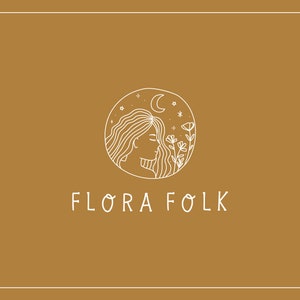 Design del logo disegnato a mano, logo floreale, marchio femminile, logo per piccole imprese, creatore di logo, logo e branding, design del logo rustico