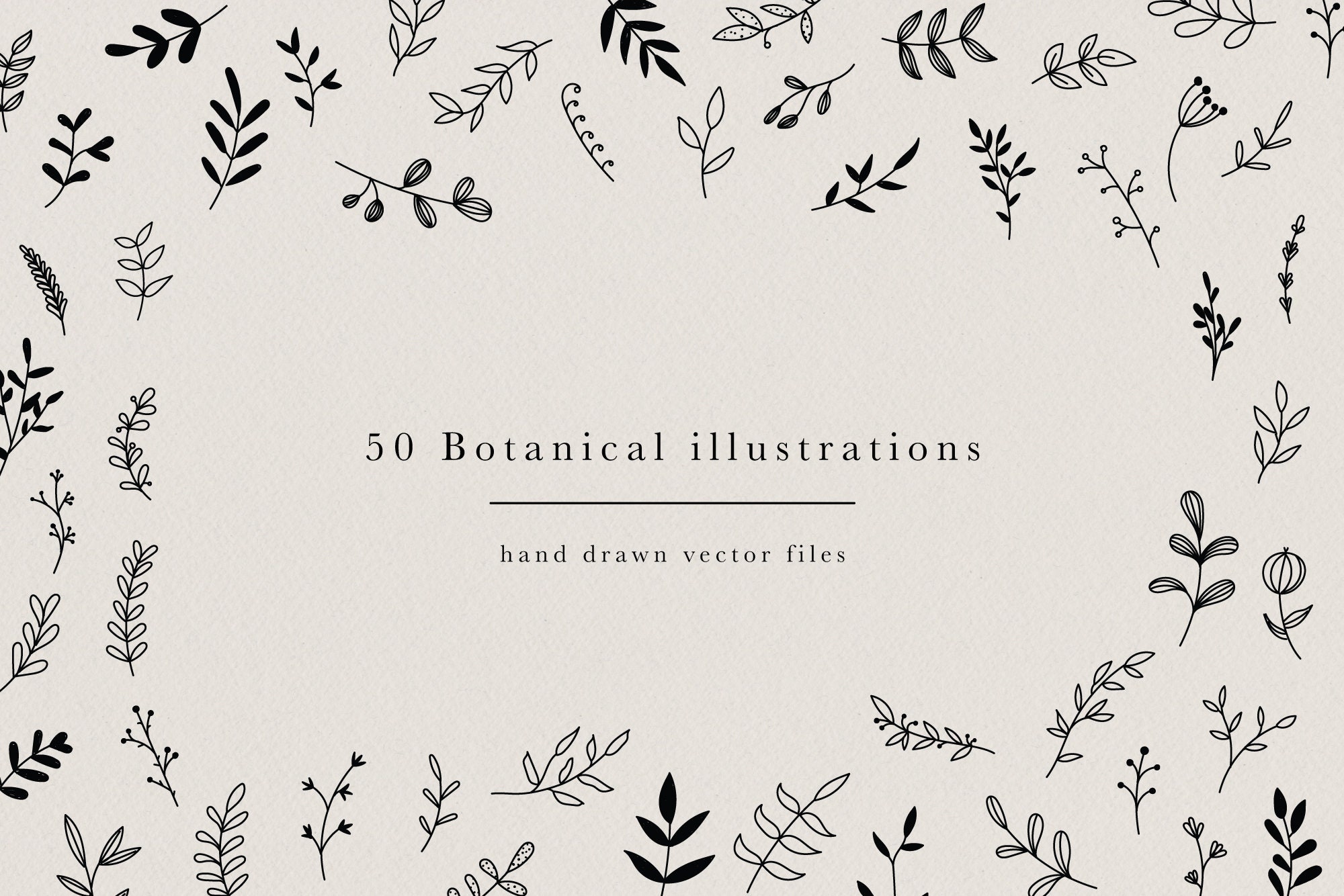 50 Hand Drawn Botanical Element Floral Design Kit for Logo - Etsy UK