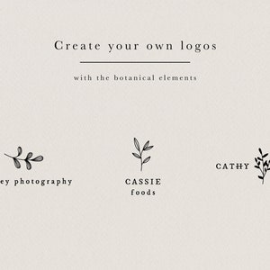 50 Hand Drawn Botanical Element, Floral Design Kit for Logo Design or Stationary, Leaf Twig Branch Clip Art Instant Download, Branding Kit image 4