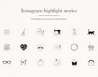 Instagram Story Highlight Icons Organic Accessories Hand Drawn Sketch, Instagram Story Covers of Social Media Icons Clipart General Download