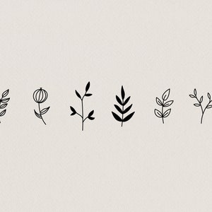 50 Hand Drawn Botanical Element, Floral Design Kit for Logo Design or Stationary, Leaf Twig Branch Clip Art Instant Download, Branding Kit image 3