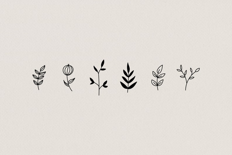 50 Hand Drawn Botanical Element, Floral Design Kit for Logo Design or Stationary, Leaf Twig Branch Clip Art Instant Download, Branding Kit image 3