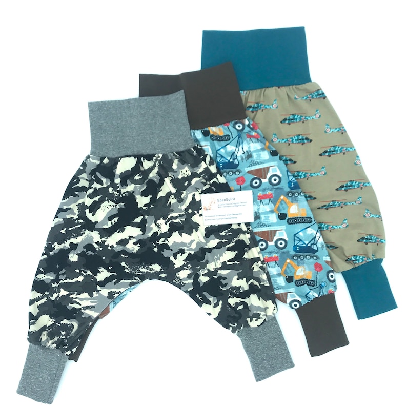 Sarouel léger évolutif pour bébé ajustable Harlem pants de 3 à 36 mois tissu, couleur de ceinture et taille au choix personnalisable image 10