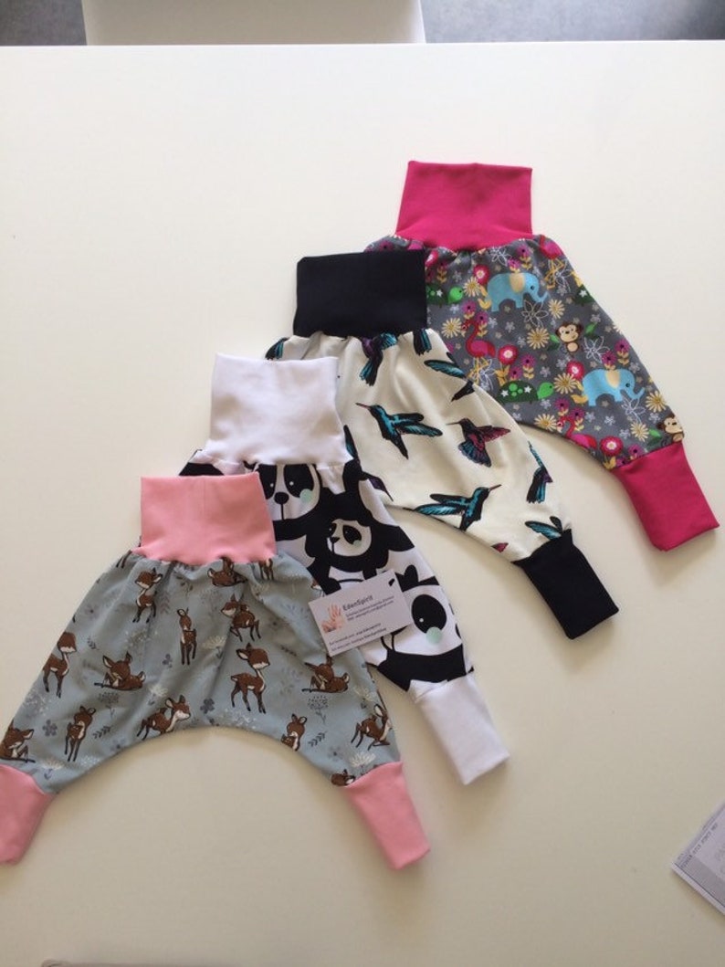 Sarouel léger évolutif pour bébé ajustable Harlem pants de 3 à 36 mois tissu, couleur de ceinture et taille au choix personnalisable image 6