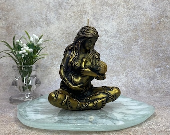 Gaia. Madre Terra con bambino. Stampi in silicone. Stampi per candele 3D. Stampi per sapone. Stampi di buona qualità.