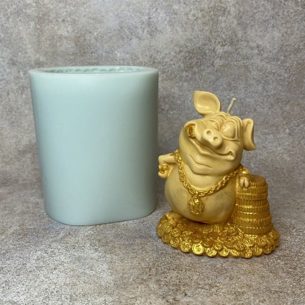 Money pig. Pig on coins. Silicone mold. Mold 3d. Forms for candles. Magic molds. Good quality molds. Super quality.