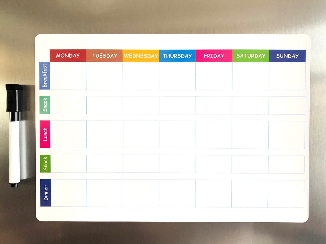 MEAL DIET PLANNER Fridge Whiteboard Board Weekly Dry Etsy