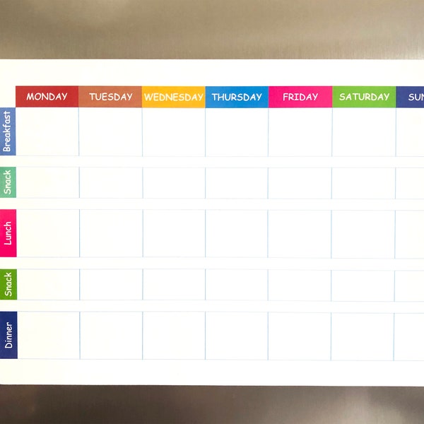 MEAL DIET PLANNER Magnetic Fridge Whiteboard Board Weekly Dry Wipe Family Prep