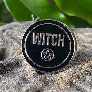 Witchy Black Pentagram Pin | Wiccan | Pagan Brooch | Badge