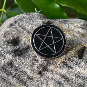 Witchy Black Pentagram Pin | Wiccan | Pagan Brooch | Badge