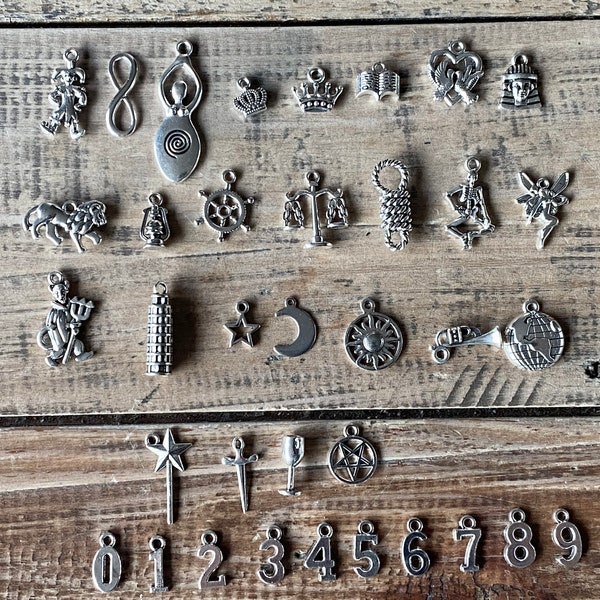 Tarot Charm Casting Set | Major and Minor Arcana & Numerals x 36 | Rider-Waite Smith | Wiccan Altar Tools Charms Pendants Pagan Witch