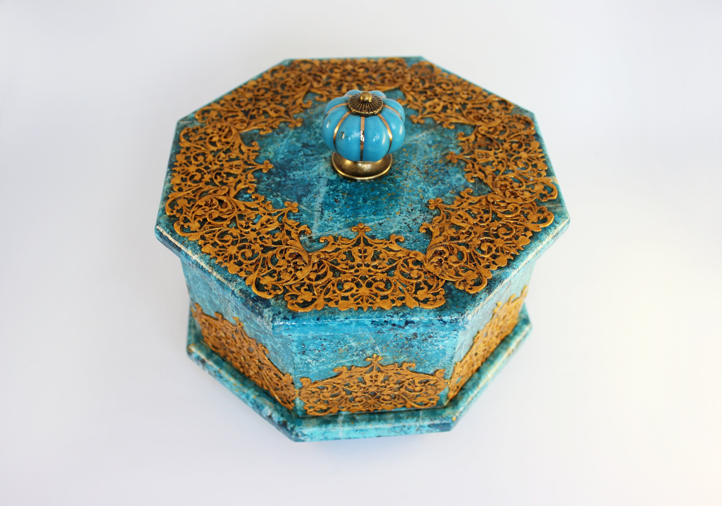 Wooden Box Turquoise Home decor Decorative Box Vintage Box Etsy