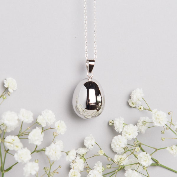 Pebble Pregnancy Necklace - Mexican Bola - Silver Plated