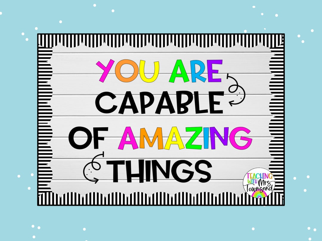 Bulletin Board Letters You Are Capable of Amazing Things Classroom ...