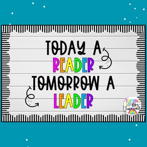 Bulletin Board Letters | Today A Reader Tomorrow A Leader | Classroom Décor | Teacher Supplies | 5 Inch Letters