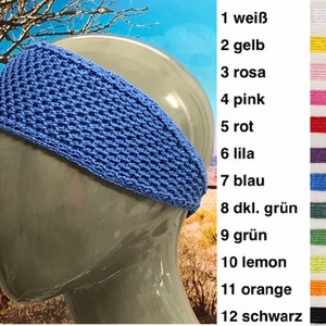 Headband or hair band, air permeable, handmade, knitted like a net, in 12 colors image 1