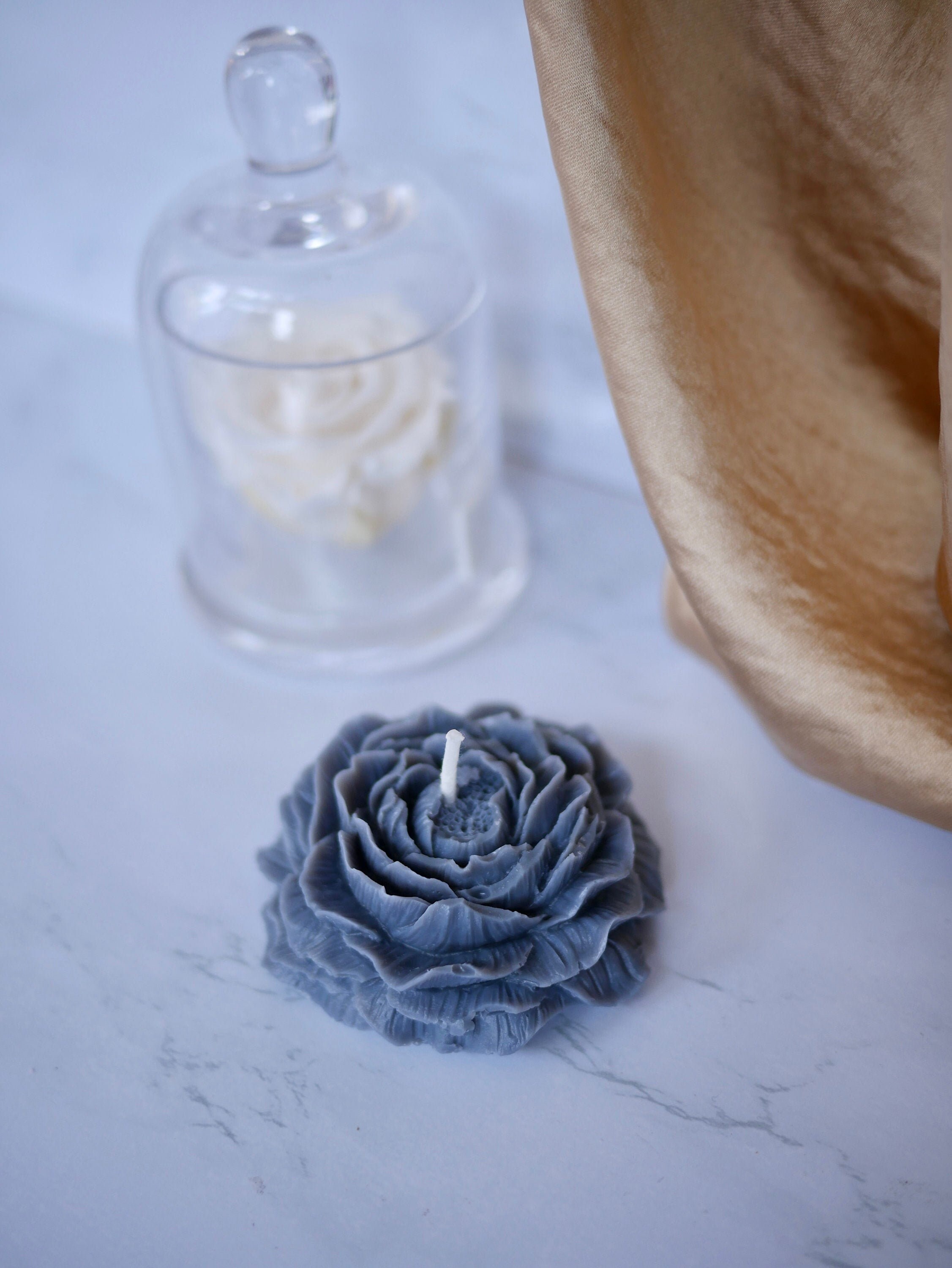 Peony Flower Candle Black Floral Candle Rose Candle Etsy