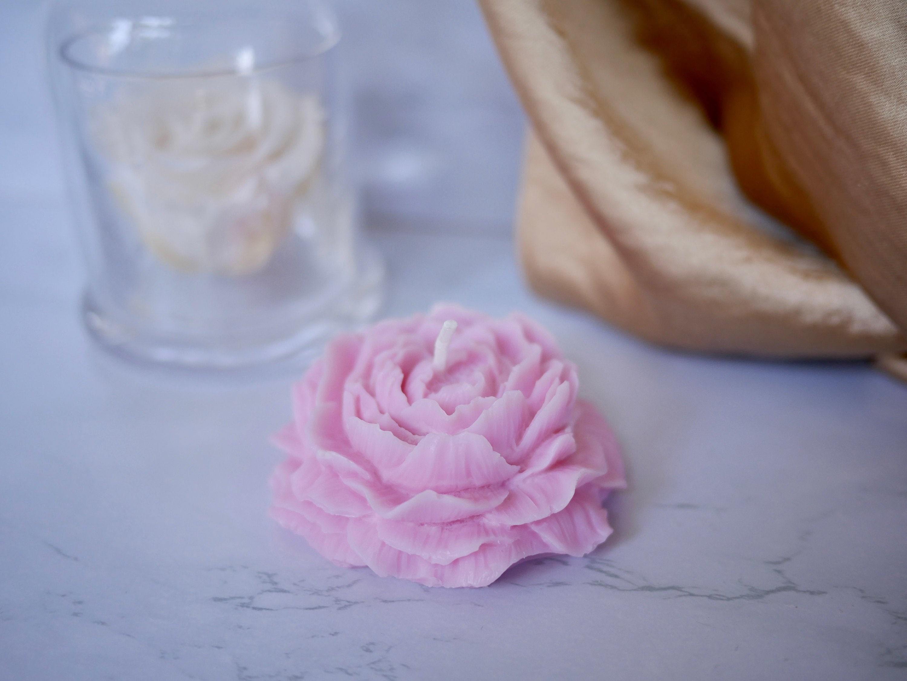 Peony Flower Candle Pink Floral Candle Rose Candle Scented Etsy