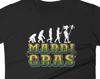 Womens Evolution Mardi Gras Shirt Ladies Fitted Tee Women Mardi Gras T Shirt Graphic Tee Cute Mardi Gras Shirts for Women