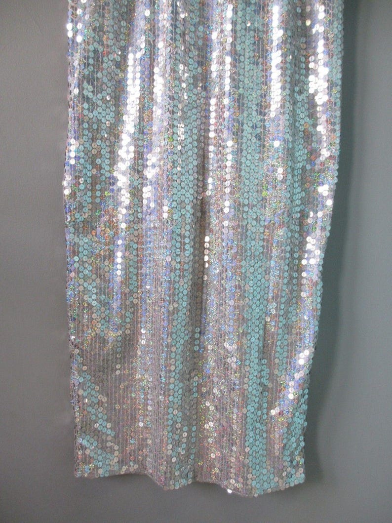 Vestido de noche Adrianna Papell para mujer, talla 12, con lentejuelas, corte sirena, iridiscente, estilo vintage de los 90, ideal para bodas. imagen 4