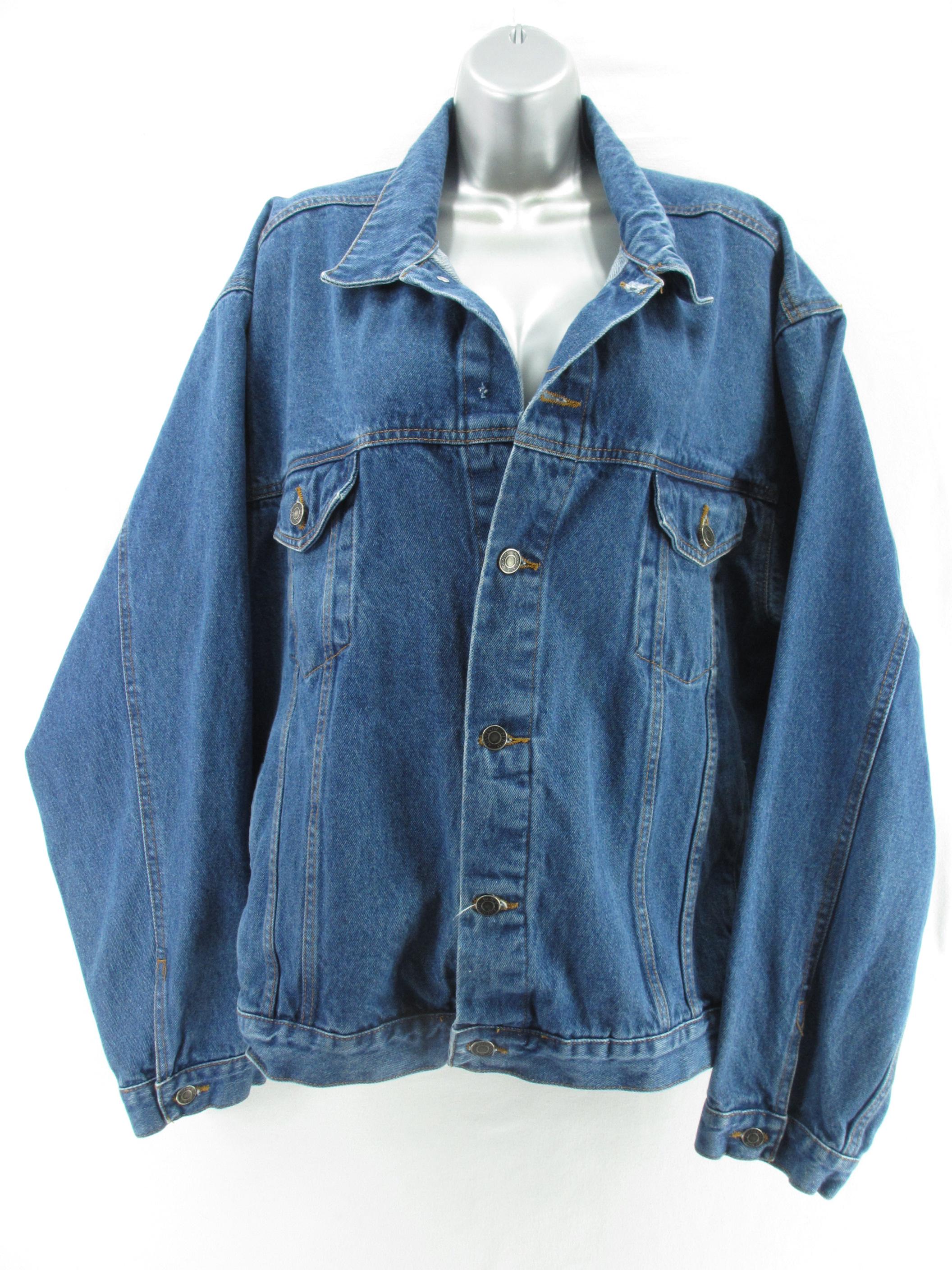 Vintage Blue Denim Jean Jacket Women's XL Heavyweight 100% Cotton
