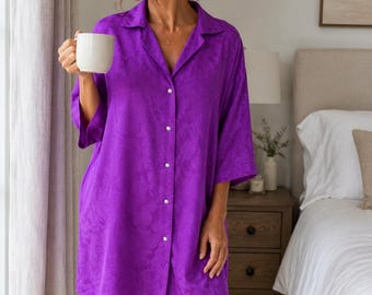 Vintage 80er Jahre Victoria's Secret Satin Sleepshirt Gold Label Nachthemd Lila S