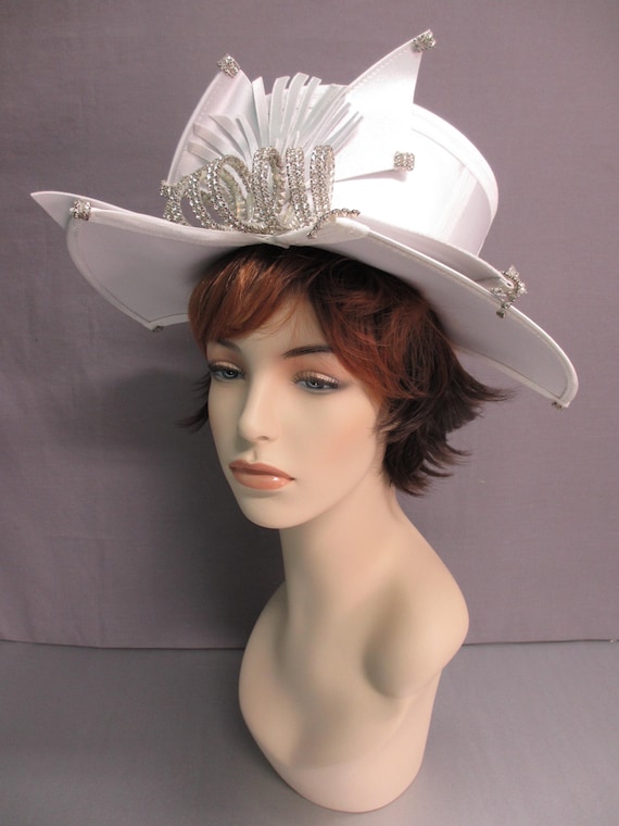 DVC Exclusive Rhinestone Statement Hat Silver Sat… - image 1