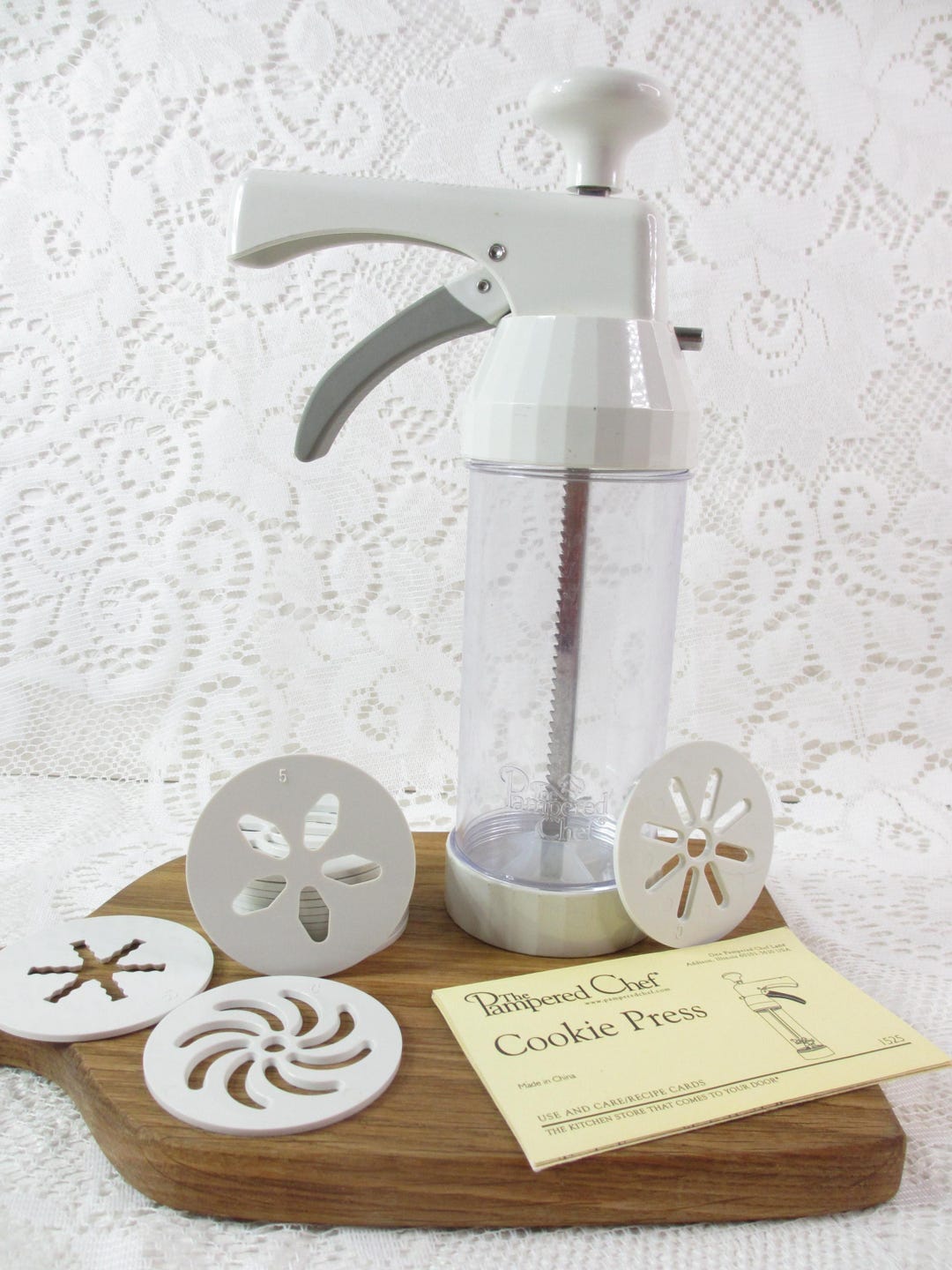 Pampered Chef Cookie Press Vintage 1990s Complete Set Baking Tool With ...