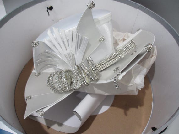 DVC Exclusive Rhinestone Statement Hat Silver Sat… - image 4