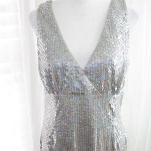Vestido de noche Adrianna Papell para mujer, talla 12, con lentejuelas, corte sirena, iridiscente, estilo vintage de los 90, ideal para bodas. imagen 9