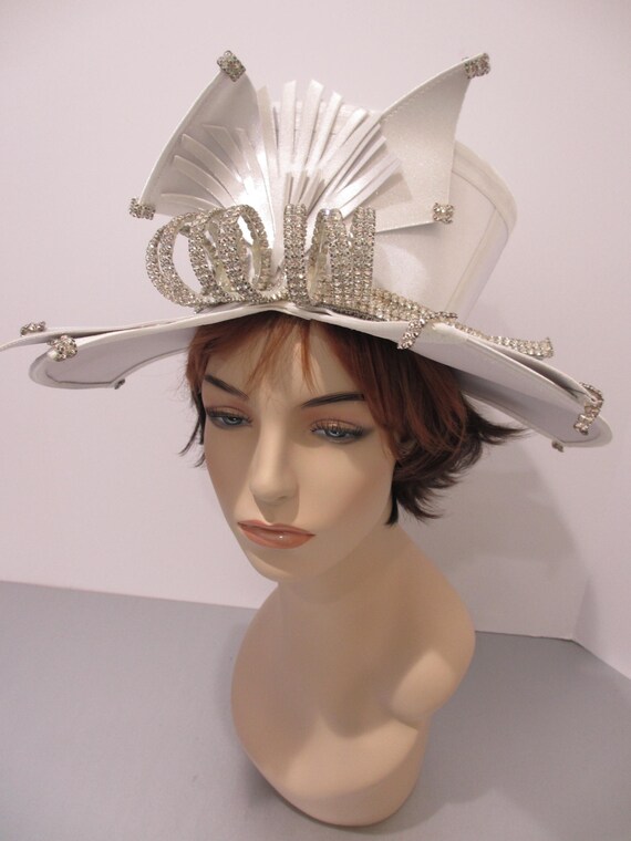 DVC Exclusive Rhinestone Statement Hat Silver Sat… - image 14