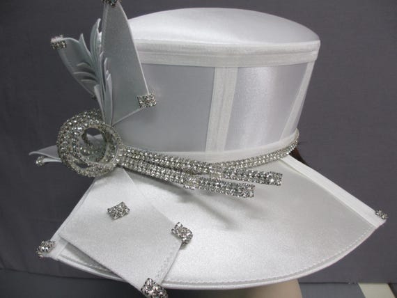 DVC Exclusive Rhinestone Statement Hat Silver Sat… - image 12