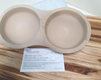 Pampered Chef 1372 Stoneware Double Egg Cooker Vintage USA Made Baking Dish Vintage 1990s