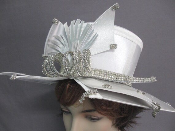 DVC Exclusive Rhinestone Statement Hat Silver Sat… - image 2
