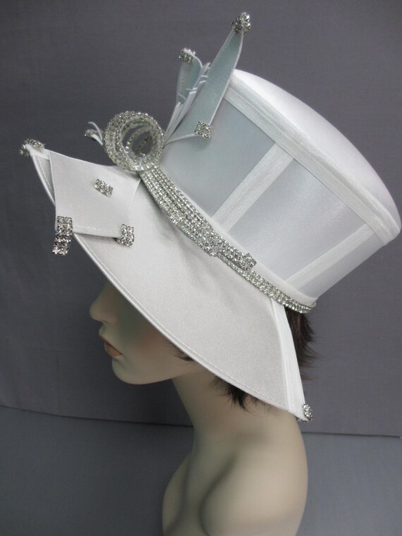 DVC Exclusive Rhinestone Statement Hat Silver Sat… - image 7