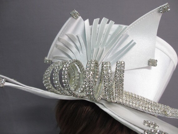 DVC Exclusive Rhinestone Statement Hat Silver Sat… - image 3